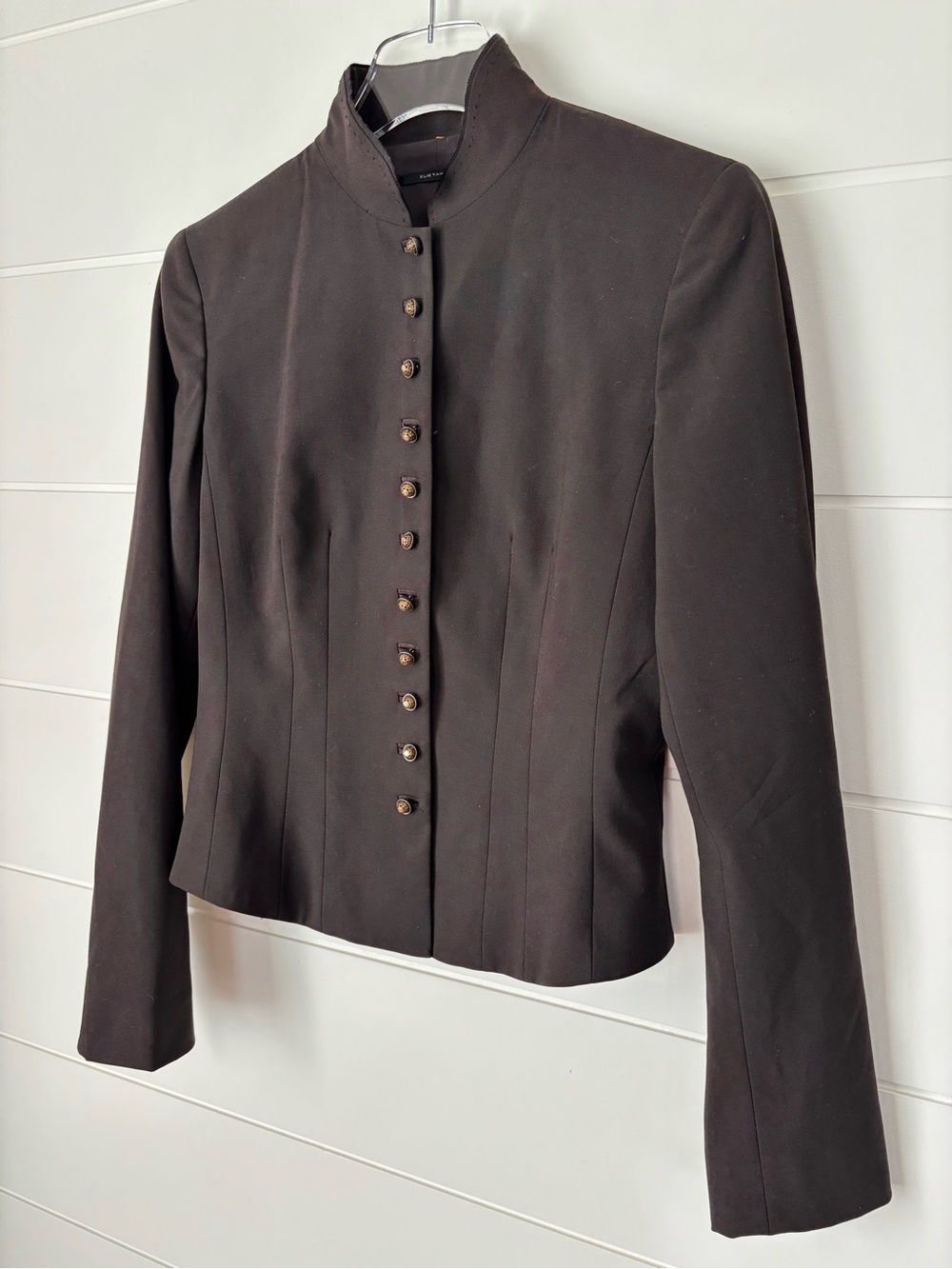 Vintage Elie Tahari Brown Military-Style Fitted Women's Wool Blazer Size 8 - Picture 7 of 15